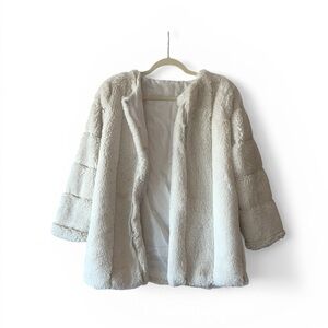 Ivory Faux Fur Teddy Jacket Cozy Plush Coat - Women’s Size M